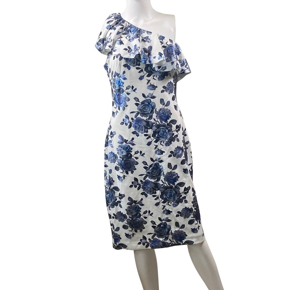 Willow Glenn Dress Womens Size 10 Formal Sleeveless Ruffle One Shoulder Floral